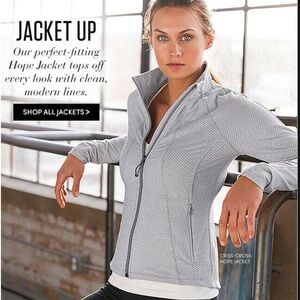Athleta Criss Cross Hope Jacket / white herringbone / 2x